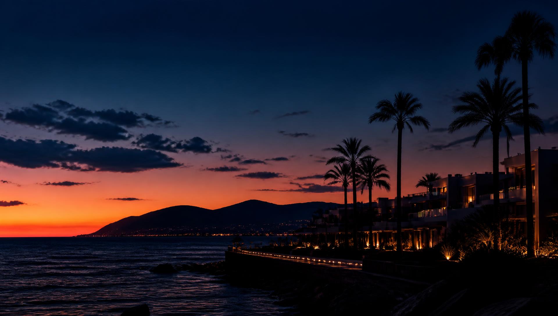 Marbella coastline at dusk